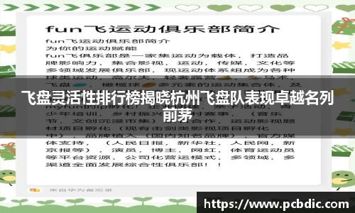 飞盘灵活性排行榜揭晓杭州飞盘队表现卓越名列前茅